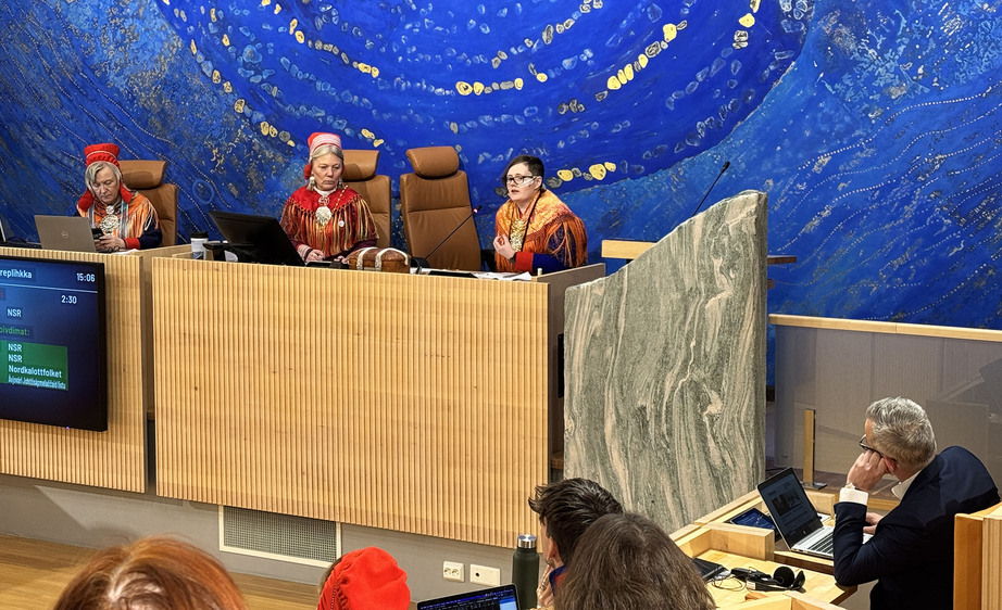 Aili Kirste Arntzen bak talerstol i Sametinget