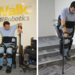 TESTPILOT: Radi Kaiuf er ryggmargsskadd og ble den første personen i verden som begynte å gå igjen ved hjelp av ReWalk Robotics' eksoskjelett. Her demonstrerer han hjelpemiddelet i produsentens hovedkontor i Yokneam. (Foto: Bengt Sigvardsson)
