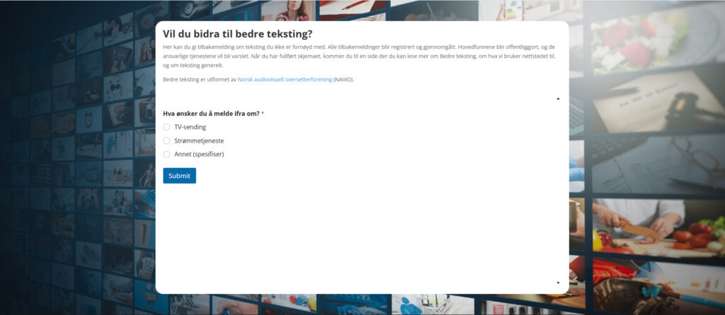 Skjermdump av teksting.no