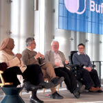 DISKUTERTE ØKONOMISKE LEVEKÅR: Diskusjonen dreide seg både om tiltak for å bedre økonomiske levekår for funksjonshindrede og forhold som SSB-rapporten ikke belyser, men som ville forsterket inntrykket av økonomisk ulikestilling. I panelet satt Marian Hussein fra arbeids- og sosialkomiteen på Stortinget, likestillings- og diskrimineringsombud Bjørn Erik Thon, Blindeforbundets leder Terje André Olsen og NHF-leder Tove Linnea Brandvik.