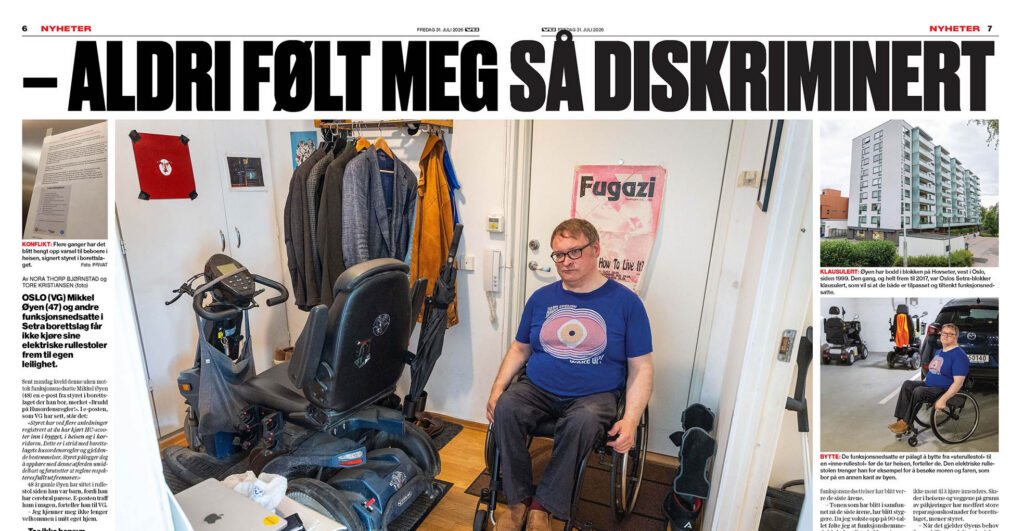 Faksimile fra VG med tittelen "Aldri følt meg så diskriminert" og bilde av Mikkel Øien